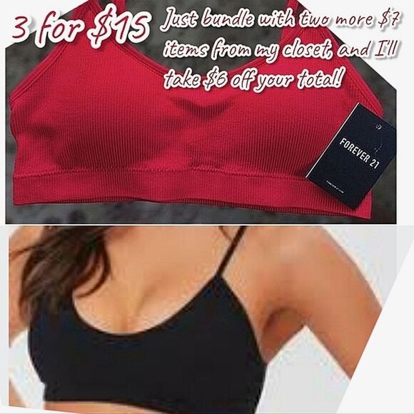 BNWT F21 red seamless ribbed bralette - Picture 1 of 12